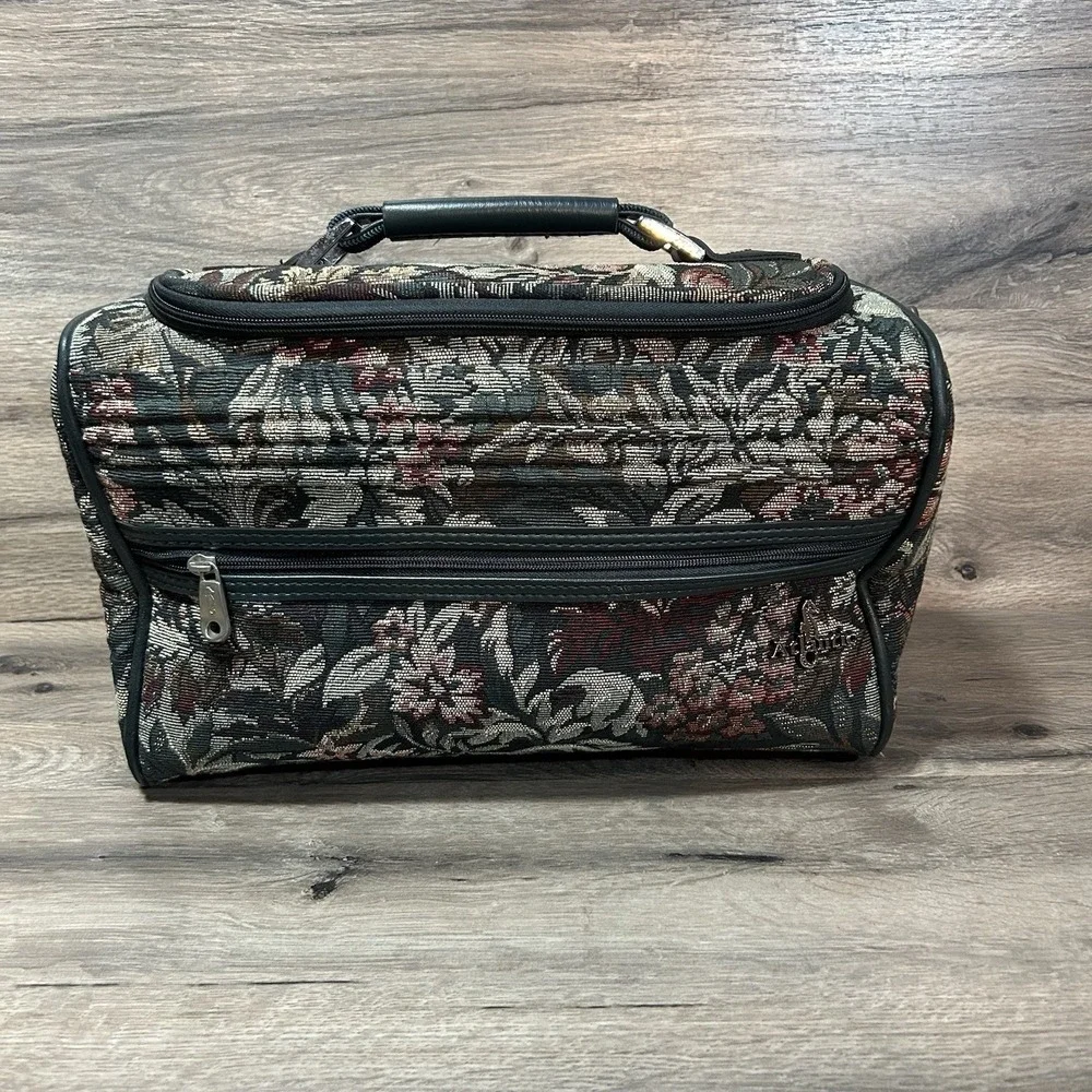 90's vintage Atlantic‎ floral tapestry luggage carry on 15in X 9in X 8in
